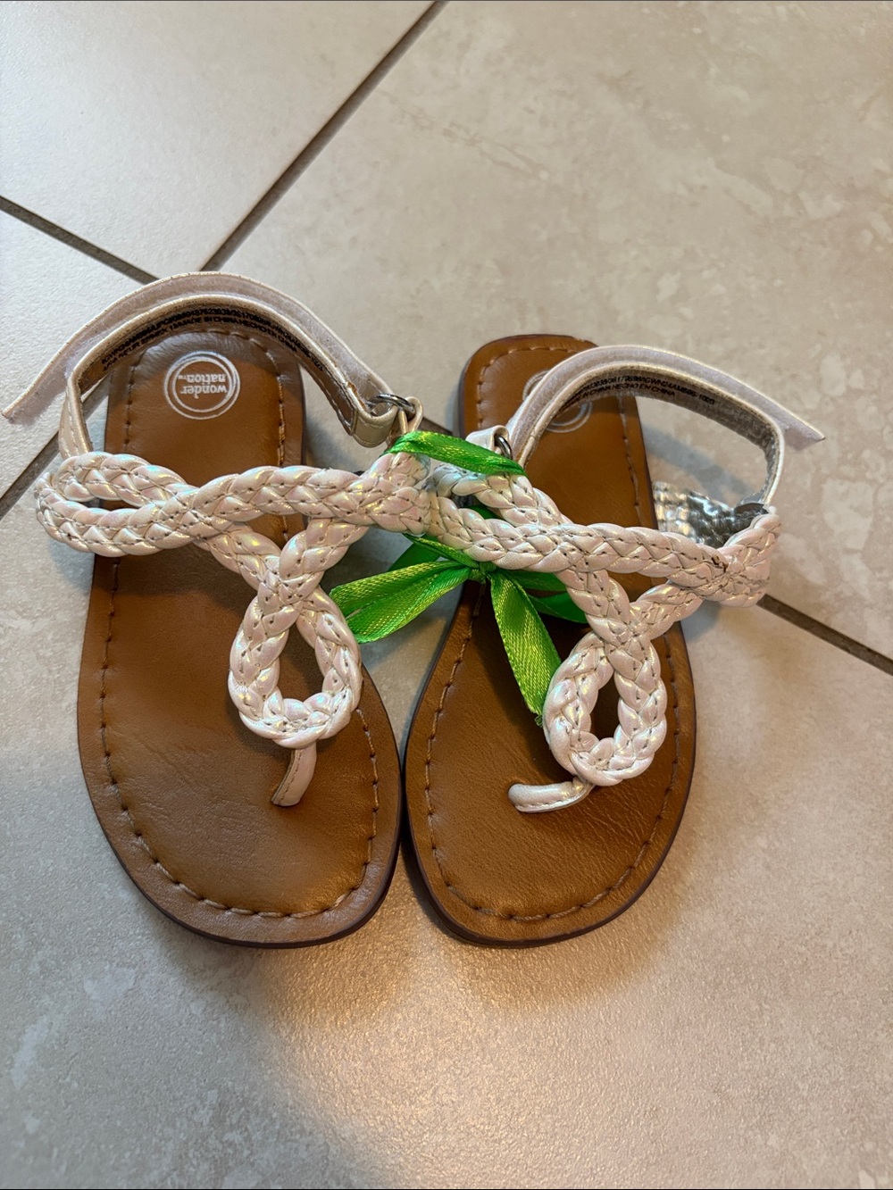 White Braided Strap Toddler Sandals